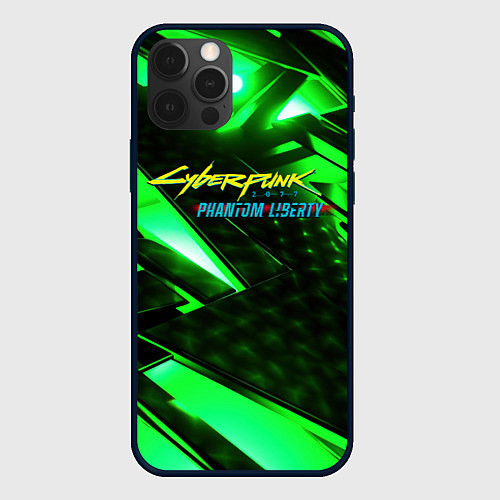 Чехол iPhone 12 Pro Max Cyberpunk 2077 phantom liberty neon green / 3D-Черный – фото 1