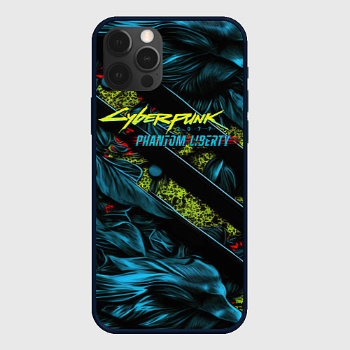 Чехол iPhone 12 Pro Max Cyberpunk 2077 phantom liberty abstract logo / 3D-Черный – фото 1