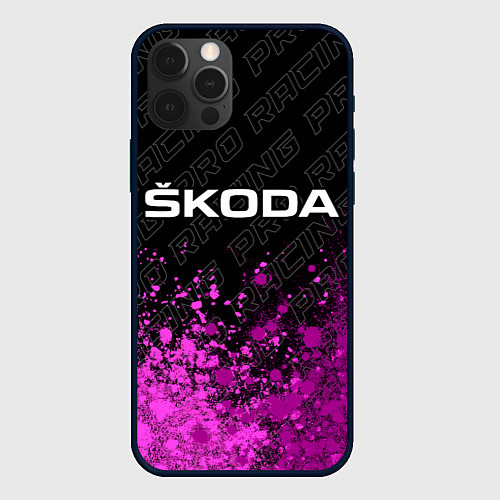 Чехол iPhone 12 Pro Max Skoda pro racing: символ сверху / 3D-Черный – фото 1