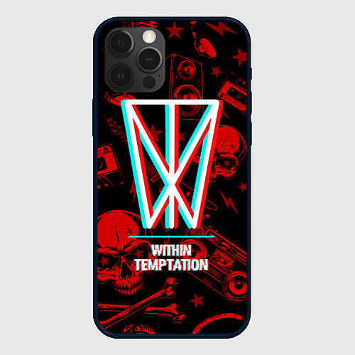 Чехол iPhone 12 Pro Max Within Temptation rock glitch / 3D-Черный – фото 1