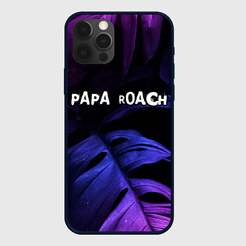 Чехол iPhone 12 Pro Max Papa Roach neon monstera / 3D-Черный – фото 1