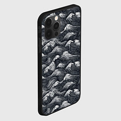 Чехол для iPhone 12 Pro Max Черно-белые волны, цвет: 3D-черный — фото 2