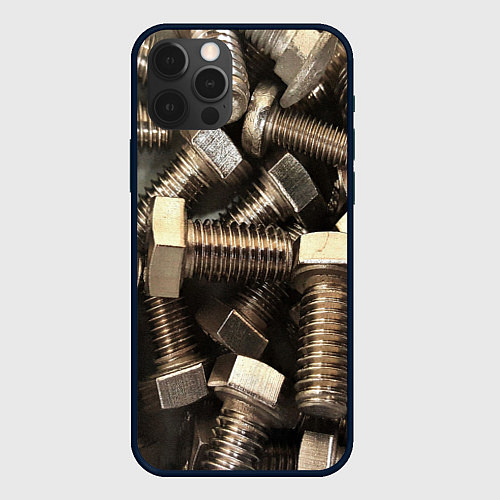 Чехол iPhone 12 Pro Max Болты / 3D-Черный – фото 1