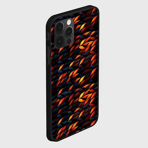 Чехол iPhone 12 Pro Max Black orange texture / 3D-Черный – фото 2