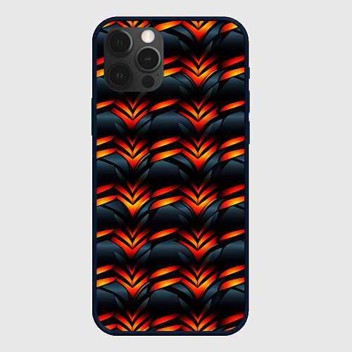 Чехол iPhone 12 Pro Max Orange abstract black / 3D-Черный – фото 1