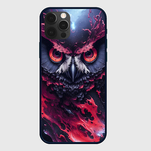 Чехол iPhone 12 Pro Max Сова взгляд краска / 3D-Черный – фото 1