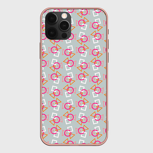 Чехол iPhone 12 Pro Max Яркая геометрия / 3D-Светло-розовый – фото 1
