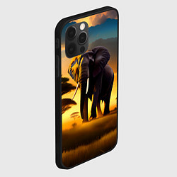 Чехол для iPhone 12 Pro Max Слон и рассвет в саванне, цвет: 3D-черный — фото 2