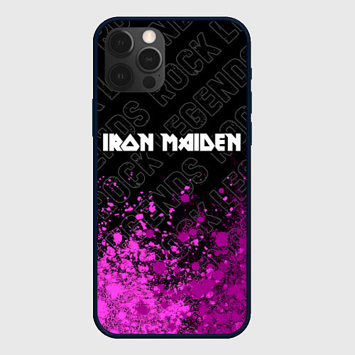 Чехол iPhone 12 Pro Max Iron Maiden rock legends: символ сверху / 3D-Черный – фото 1