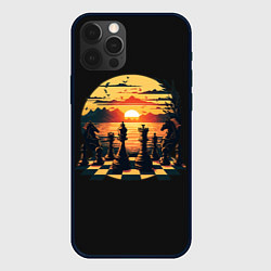 Чехол для iPhone 12 Pro Max Шахматы любуются закатом, цвет: 3D-черный