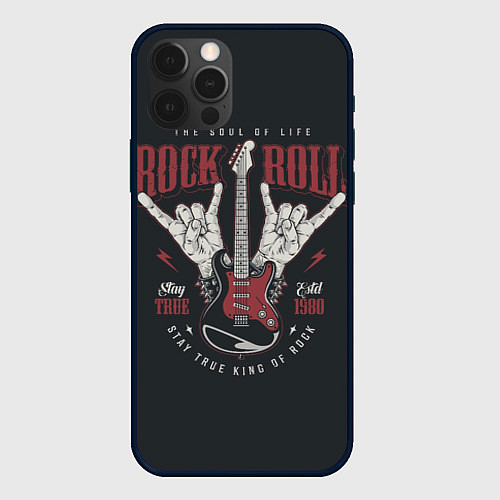 Чехол iPhone 12 Pro Max Rock and roll - хой / 3D-Черный – фото 1