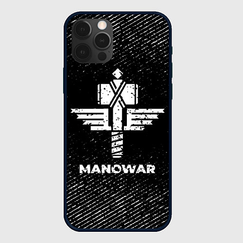 Чехол iPhone 12 Pro Max Manowar с потертостями на темном фоне / 3D-Черный – фото 1