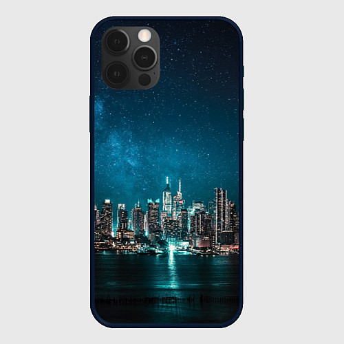 Чехол iPhone 12 Pro Max Большой город в звездах / 3D-Черный – фото 1