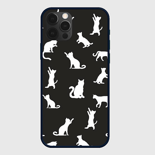 Чехол iPhone 12 Pro Max White cats / 3D-Черный – фото 1