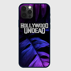 Чехол для iPhone 12 Pro Max Hollywood Undead neon monstera, цвет: 3D-черный