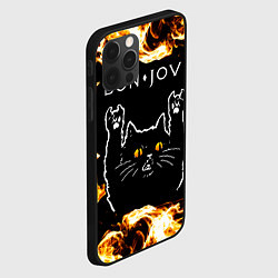 Чехол для iPhone 12 Pro Max Bon Jovi рок кот и огонь, цвет: 3D-черный — фото 2
