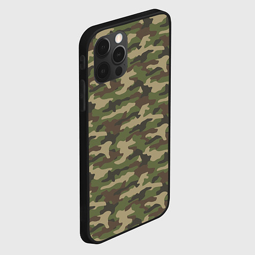 Чехол iPhone 12 Pro Max Камуфляж лесной зелёный / 3D-Черный – фото 2