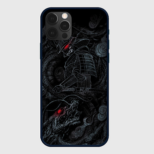 Чехол iPhone 12 Pro Max Dragon and samurai / 3D-Черный – фото 1