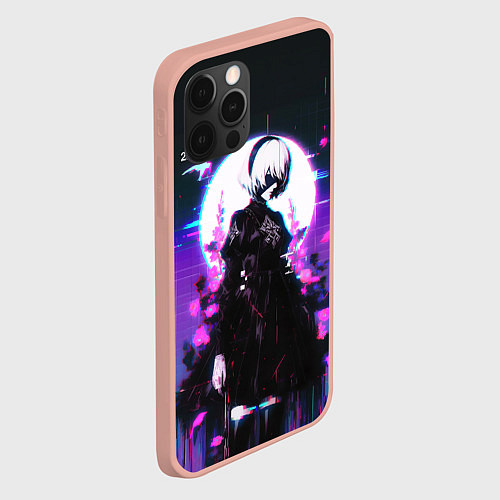 Чехол iPhone 12 Pro Max Nier automata 2b neon / 3D-Светло-розовый – фото 2