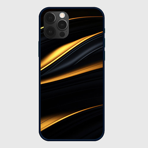 Чехол iPhone 12 Pro Max Black gold texture / 3D-Черный – фото 1