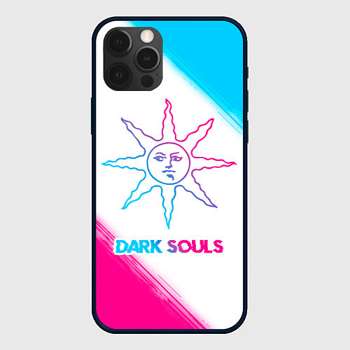 Чехол iPhone 12 Pro Max Dark Souls neon gradient style / 3D-Черный – фото 1