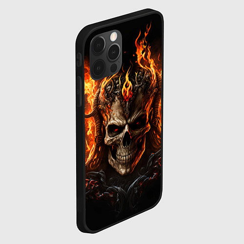 Чехол iPhone 12 Pro Max Лучший огненный череп / 3D-Черный – фото 2