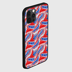 Чехол для iPhone 12 Pro Max Белые синие красные узоры, цвет: 3D-черный — фото 2