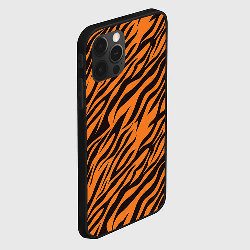 Чехол iPhone 12 Pro Max Полоски тигра - tiger / 3D-Черный – фото 2