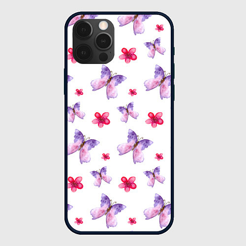 Чехол iPhone 12 Pro Max Spring butterflies / 3D-Черный – фото 1