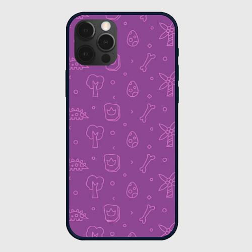 Чехол iPhone 12 Pro Max Violet dinosaurs / 3D-Черный – фото 1