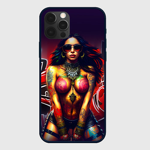 Чехол iPhone 12 Pro Max Девушка панк / 3D-Черный – фото 1