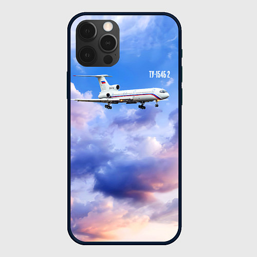 Чехол iPhone 12 Pro Max Ту-154 Розовый закат / 3D-Черный – фото 1