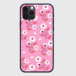 Чехол iPhone 12 Pro Max Flowers on pink