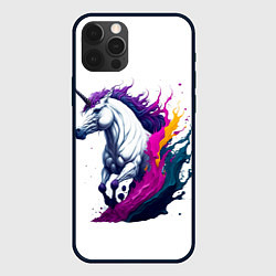 Чехол для iPhone 12 Pro Max Единорог в красках, цвет: 3D-черный