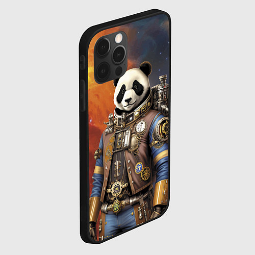 Чехол iPhone 12 Pro Max Панда-космонавт - стимпанк / 3D-Черный – фото 2