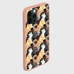 Чехол для iPhone 12 Pro Max Черные, рыжие, сиамские, серые кошки, цвет: 3D-светло-розовый — фото 2