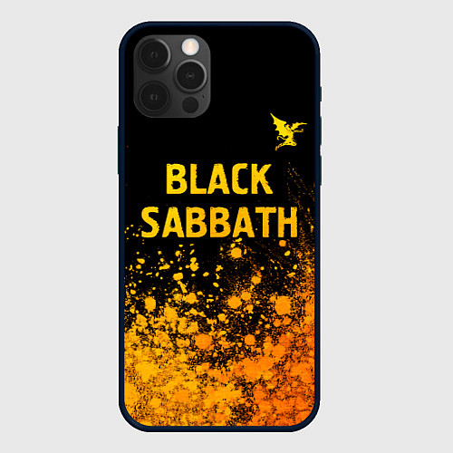Чехол iPhone 12 Pro Max Black Sabbath - gold gradient: символ сверху / 3D-Черный – фото 1