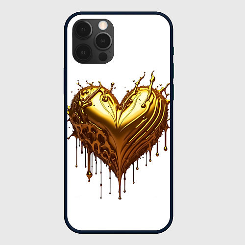 Чехол iPhone 12 Pro Max Золотое сердце / 3D-Черный – фото 1
