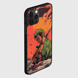 Чехол для iPhone 12 Pro Max Зоро на закате - One Piece, цвет: 3D-черный — фото 2