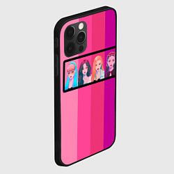 Чехол для iPhone 12 Pro Max Группа Black pink на фоне оттенков розового, цвет: 3D-черный — фото 2