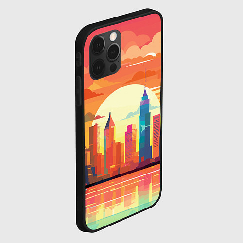 Чехол iPhone 12 Pro Max Городской пейзаж на рассвете / 3D-Черный – фото 2