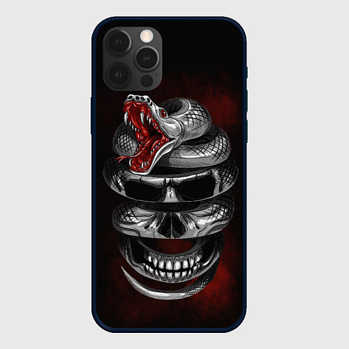 Чехол iPhone 12 Pro Max Snake skull / 3D-Черный – фото 1