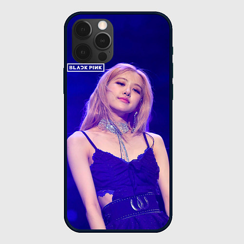 Чехол iPhone 12 Pro Max Rose Blackpink blue background / 3D-Черный – фото 1