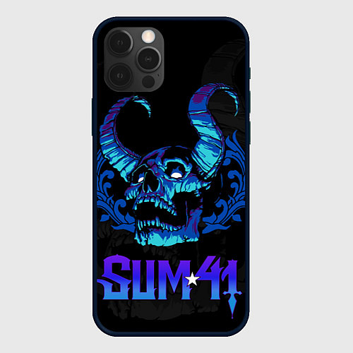 Чехол iPhone 12 Pro Max Sum41 horns skull / 3D-Черный – фото 1