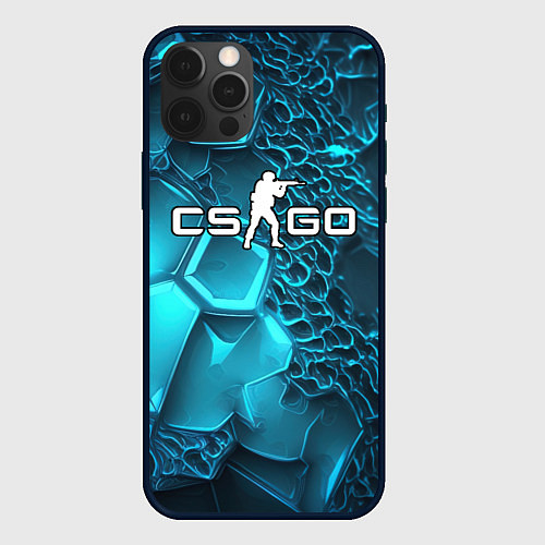 Чехол iPhone 12 Pro Max Ледяные разломленные плиты CS GO / 3D-Черный – фото 1