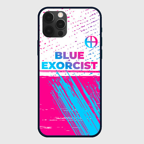 Чехол iPhone 12 Pro Max Blue Exorcist neon gradient style: символ сверху / 3D-Черный – фото 1