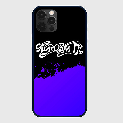 Чехол iPhone 12 Pro Max Aerosmith purple grunge / 3D-Черный – фото 1