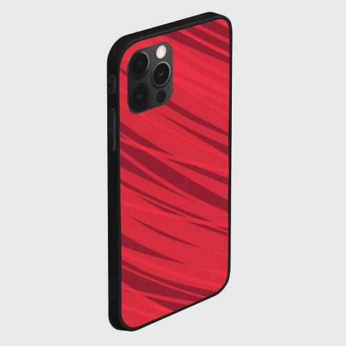Чехол iPhone 12 Pro Max Диагональные полосы красный / 3D-Черный – фото 2