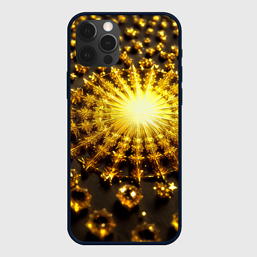 Чехол iPhone 12 Pro Max Кристаллы янтаря в спирали / 3D-Черный – фото 1
