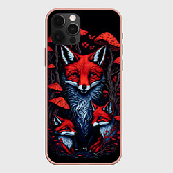 Чехол iPhone 12 Pro Max Красный лис и грибы